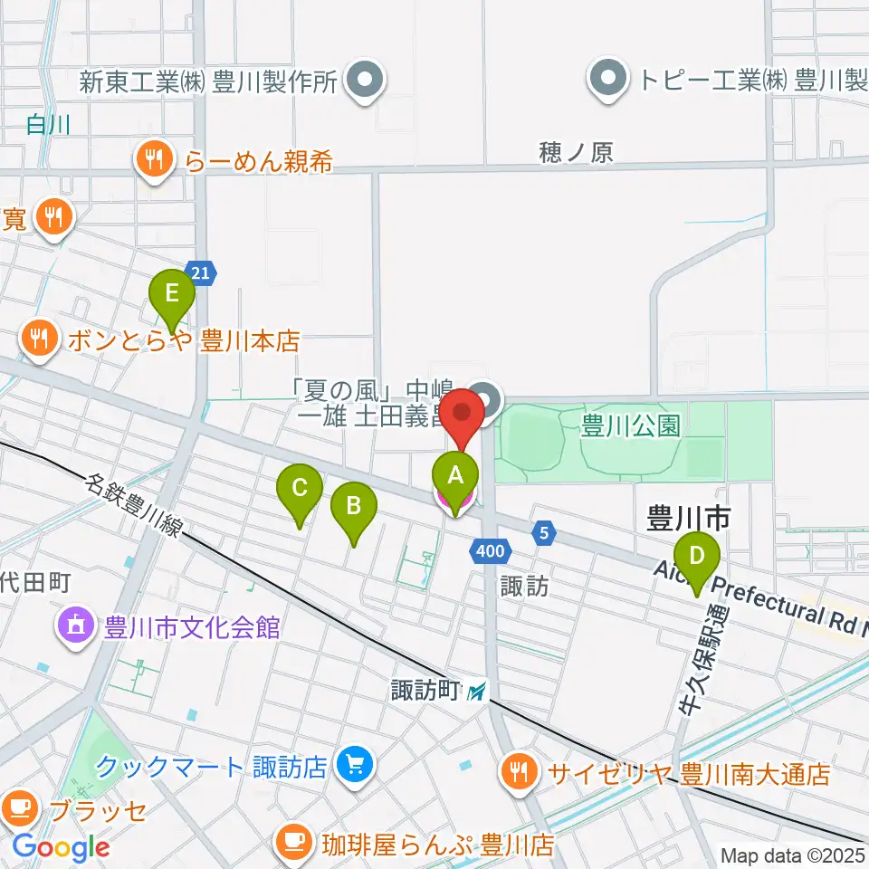 豊川市総合体育館周辺のホテル一覧地図