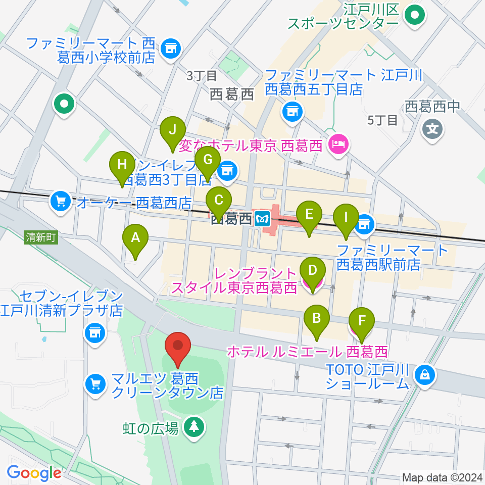 JPアセットスタジアム江戸川周辺のホテル一覧地図