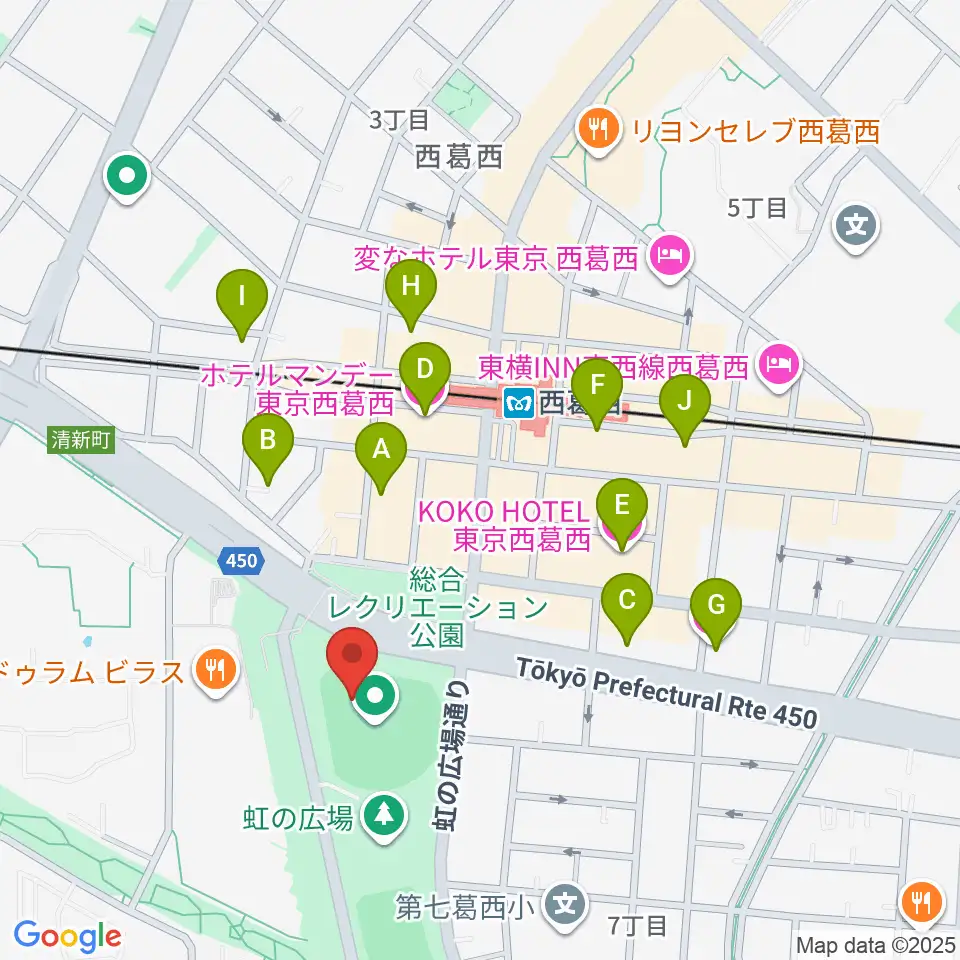 オーエンススタジアム江戸川周辺のホテル一覧地図