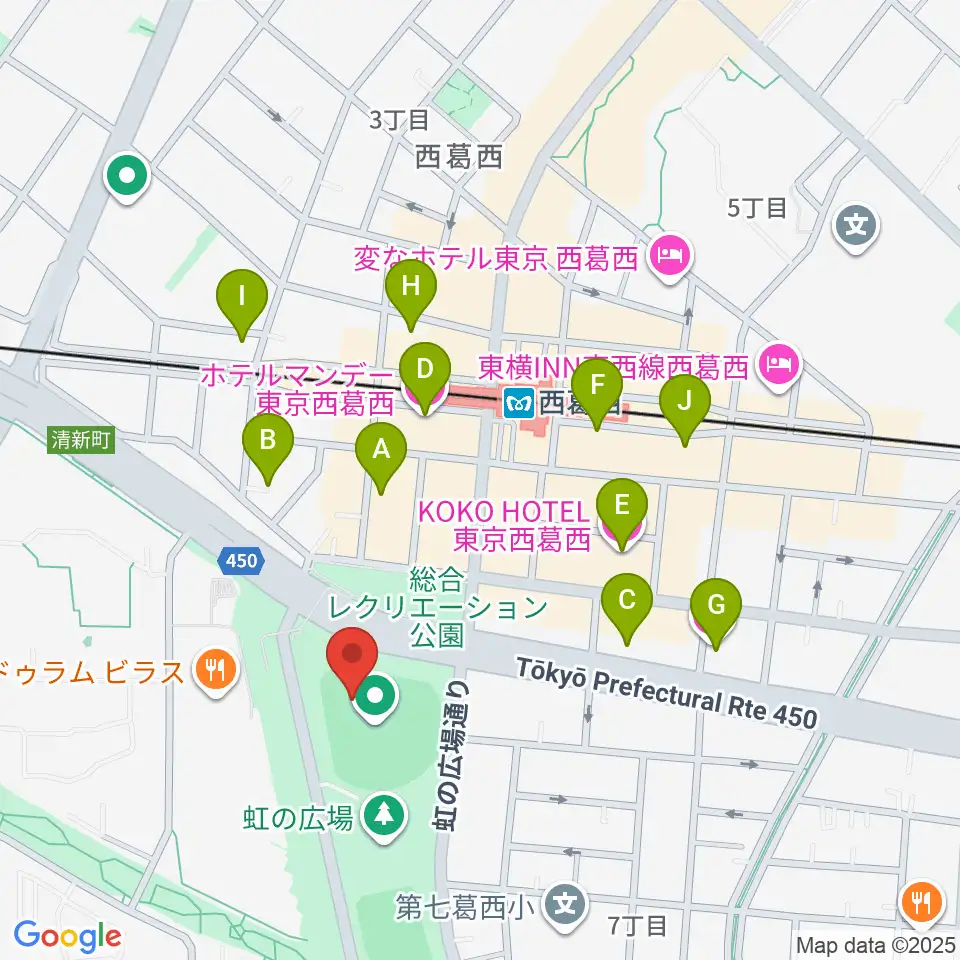 オーエンススタジアム江戸川周辺のホテル一覧地図