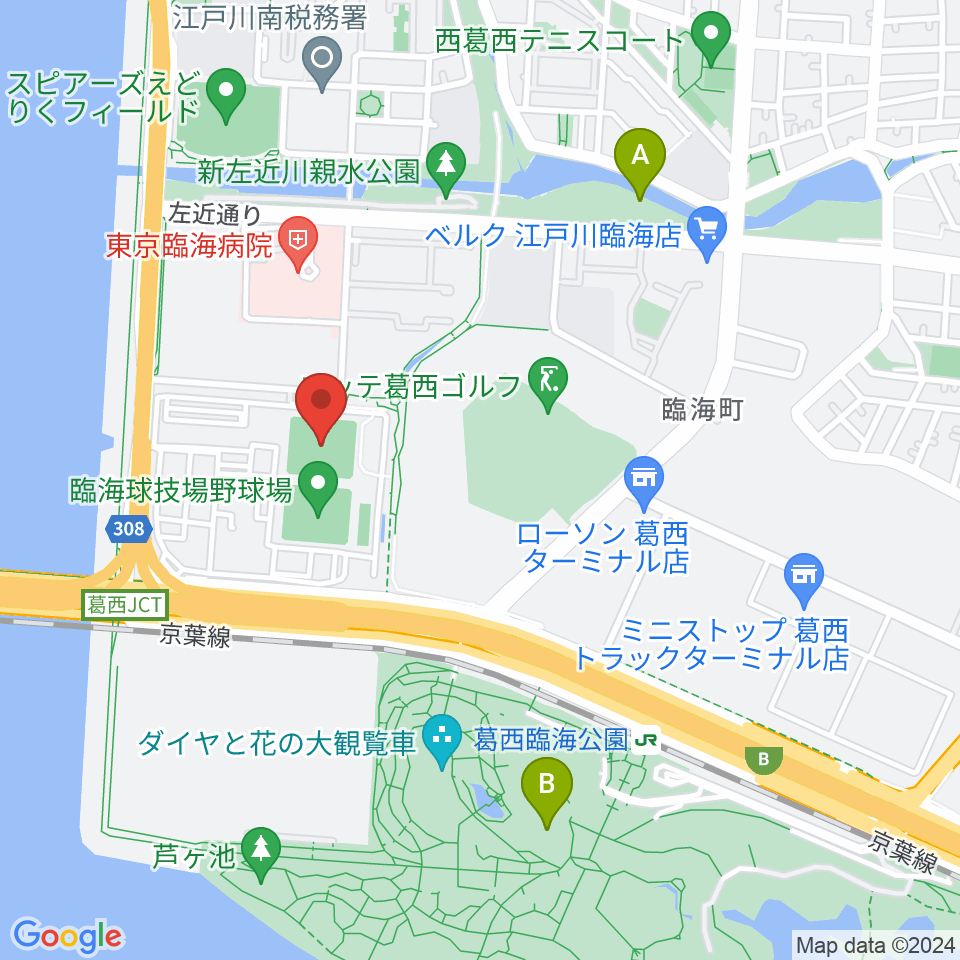 江戸川区臨海球技場多目的グラウンド周辺のホテル一覧地図