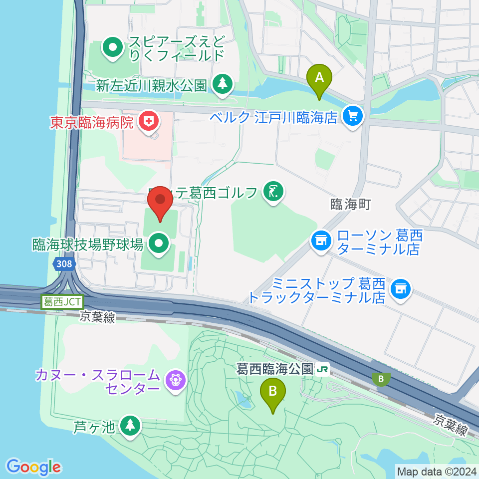 江戸川区臨海球技場多目的グラウンド周辺のホテル一覧地図