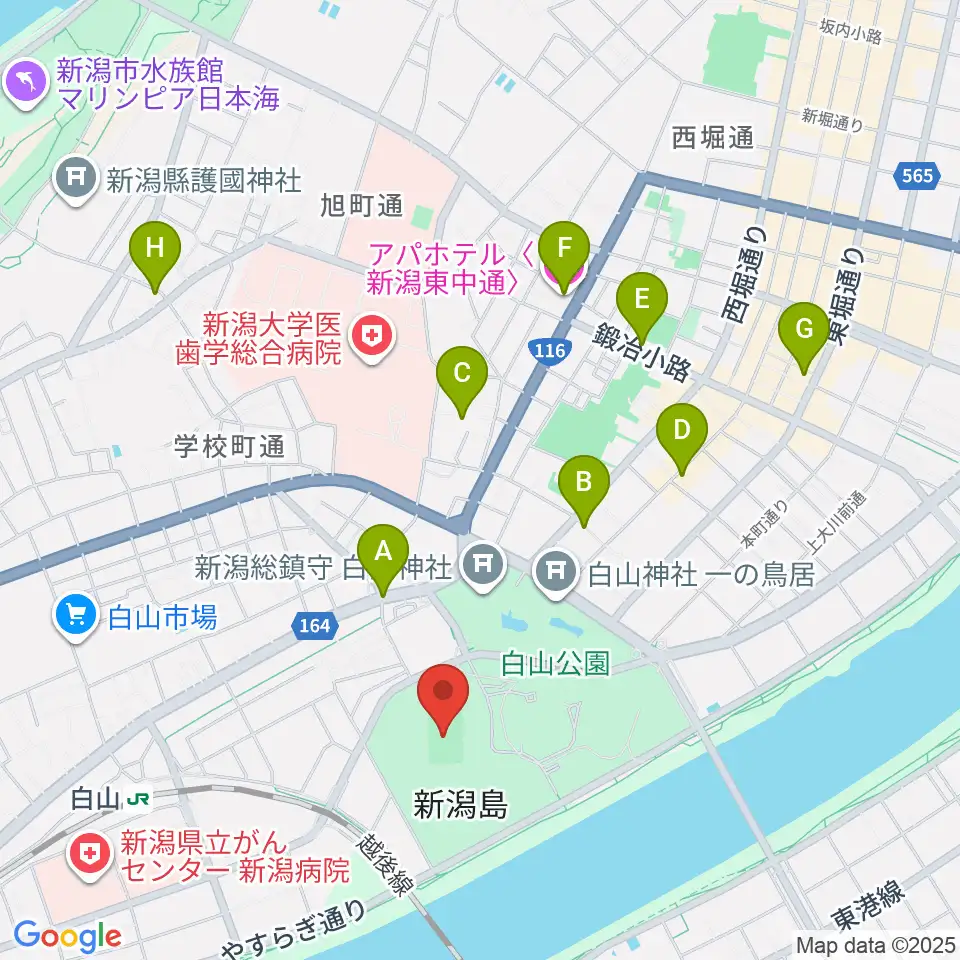 新潟市陸上競技場周辺のホテル一覧地図