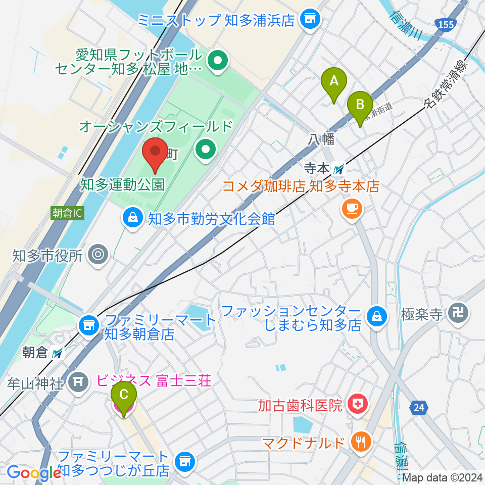 物産フードサイエンス1969知多スタジアム周辺のホテル一覧地図