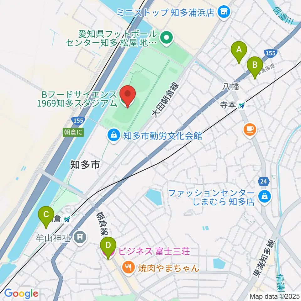 物産フードサイエンス1969知多スタジアム周辺のホテル一覧地図