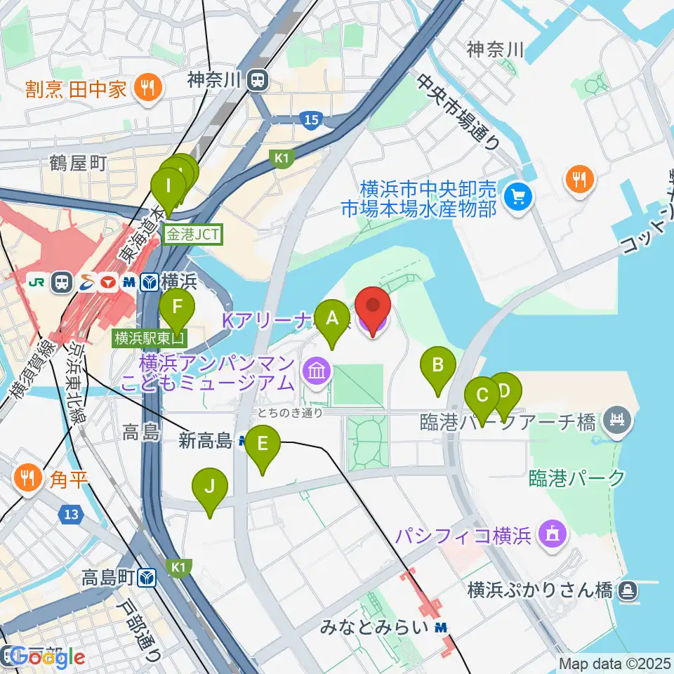 Kアリーナ横浜周辺のホテル一覧地図