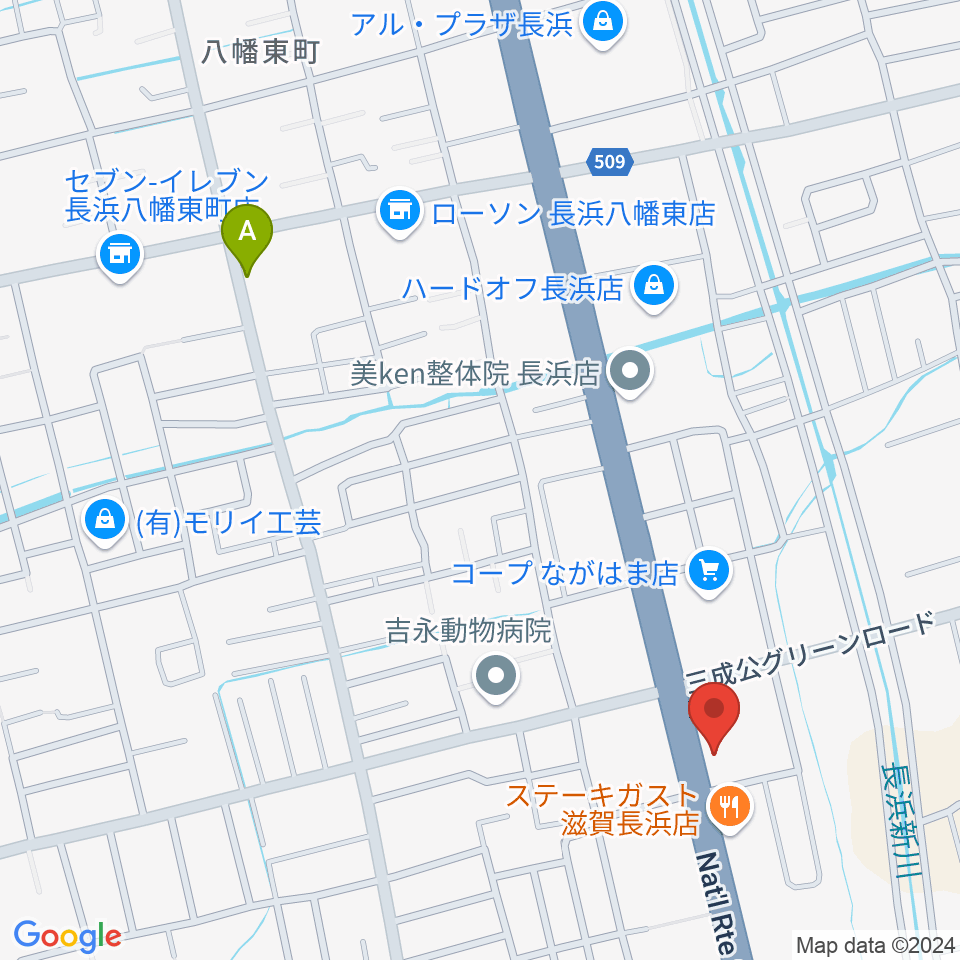 長浜市民体育館周辺のホテル一覧地図