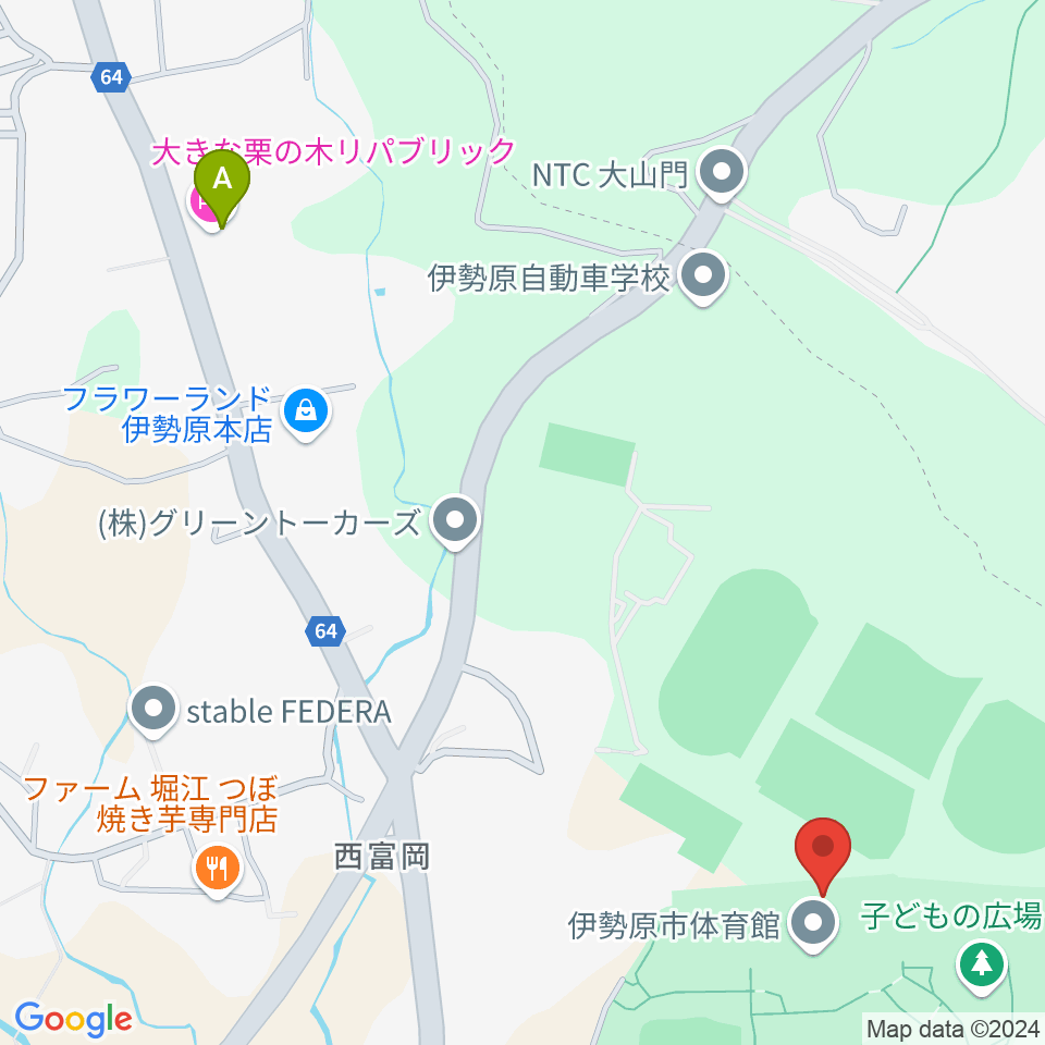 伊勢原市体育館周辺のホテル一覧地図