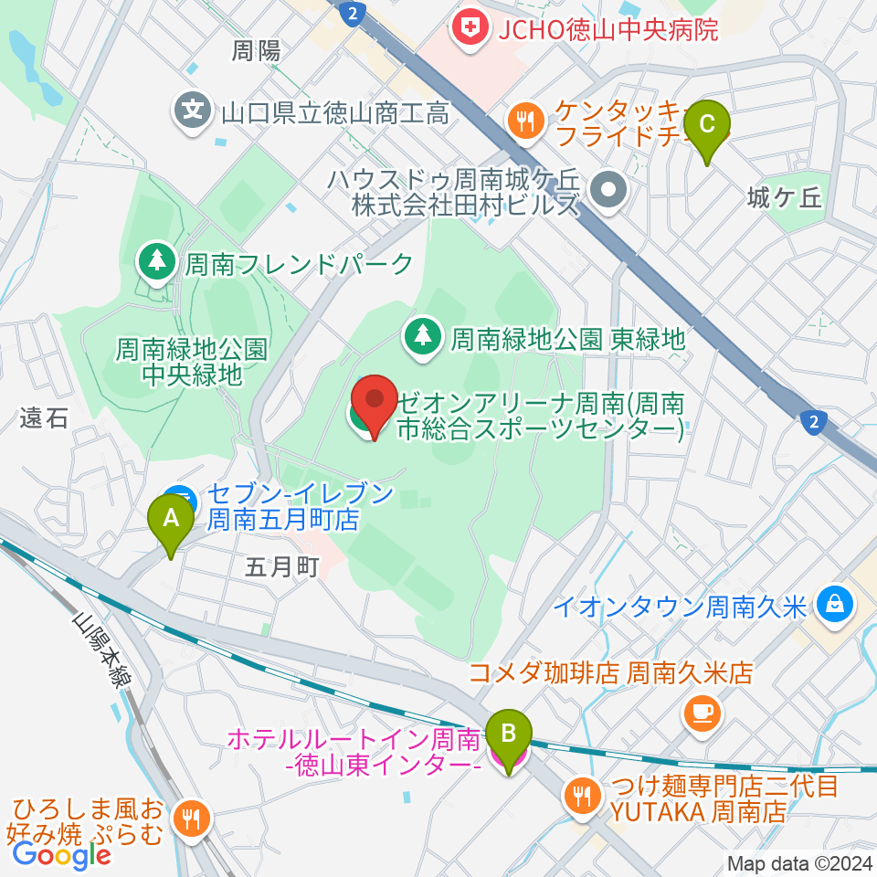 ゼオンアリーナ周南周辺のホテル一覧地図