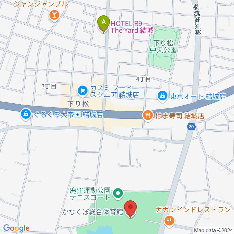 かなくぼ総合体育館周辺のホテル一覧地図