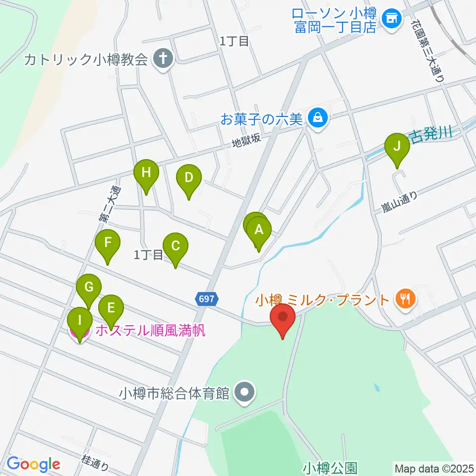 小樽市公会堂周辺のホテル一覧地図