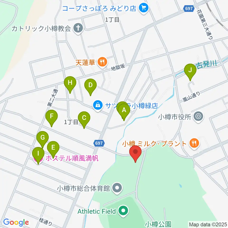 小樽市公会堂周辺のホテル一覧地図