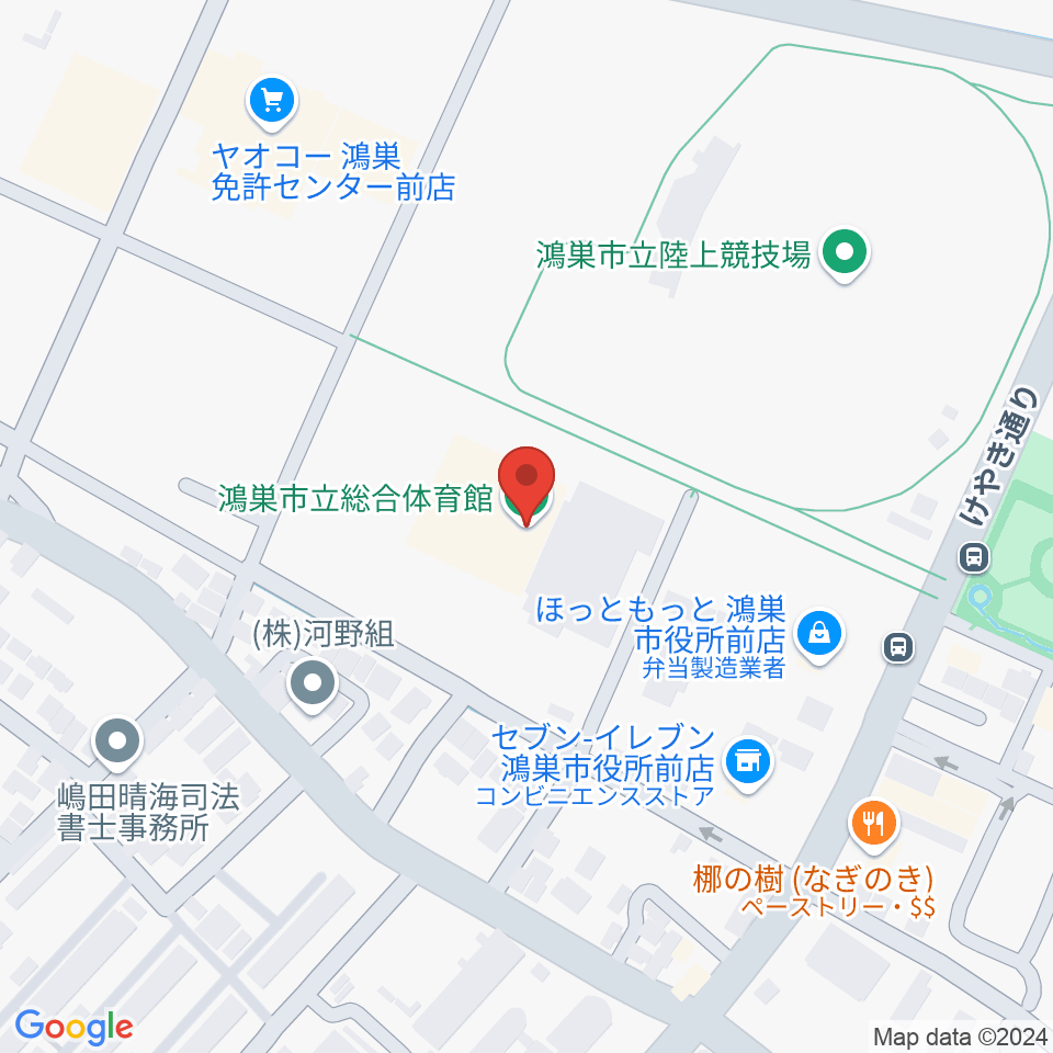 鴻巣市総合体育館周辺のホテル一覧地図