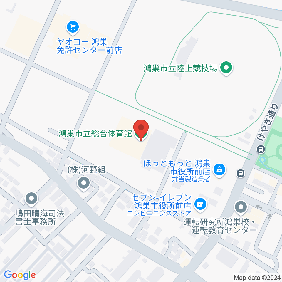 鴻巣市総合体育館周辺のホテル一覧地図