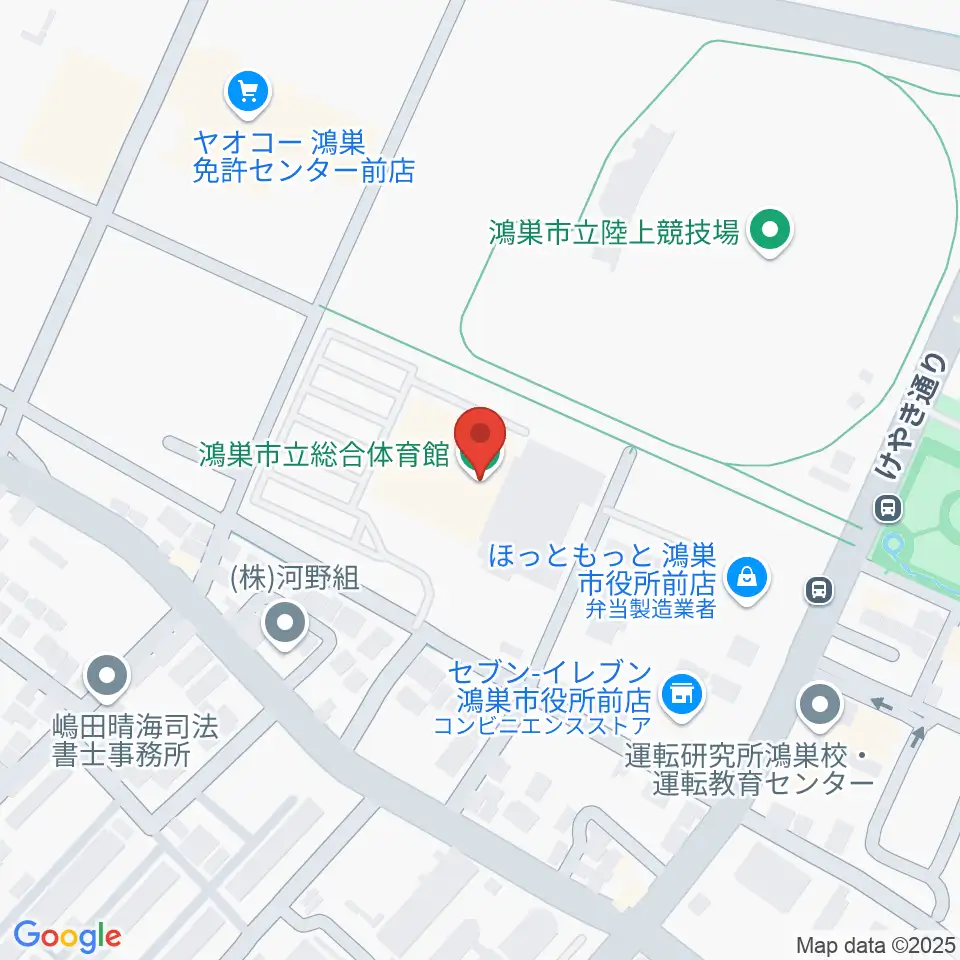 鴻巣市総合体育館周辺のホテル一覧地図