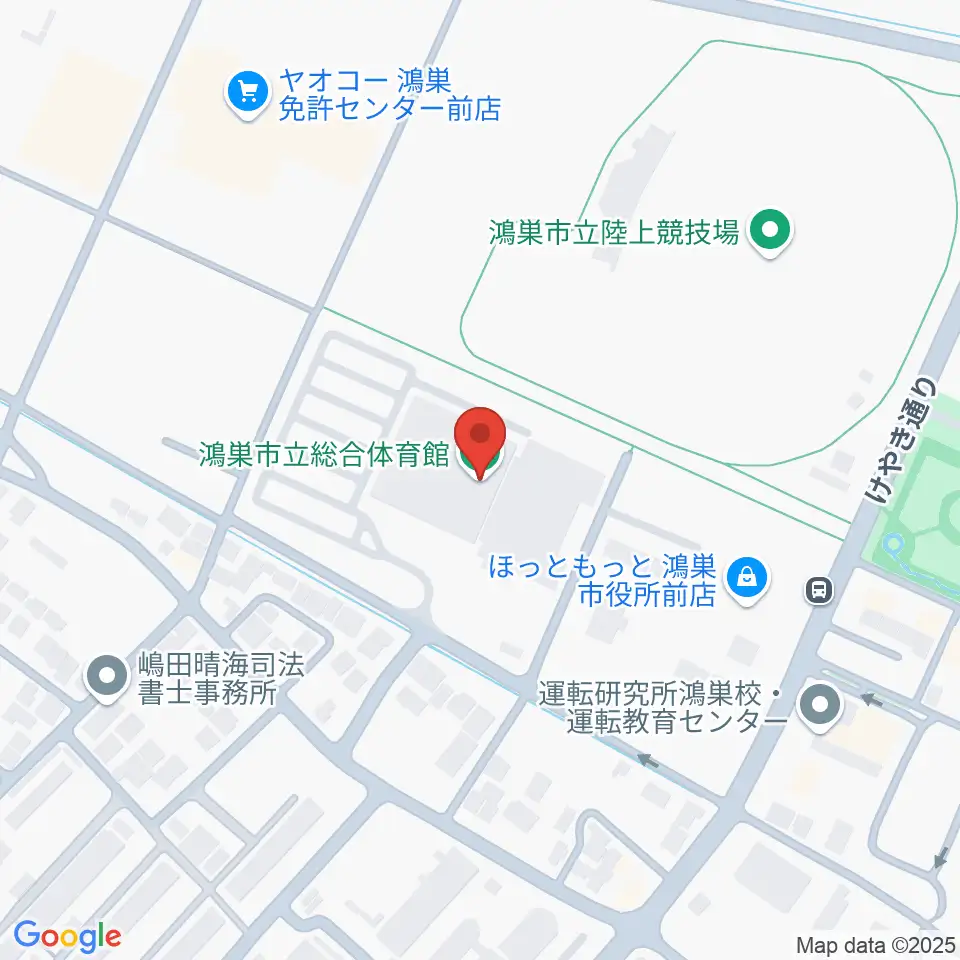 鴻巣市総合体育館周辺のホテル一覧地図
