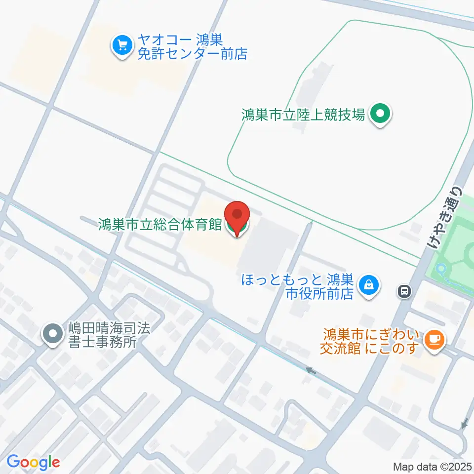 鴻巣市総合体育館周辺のホテル一覧地図