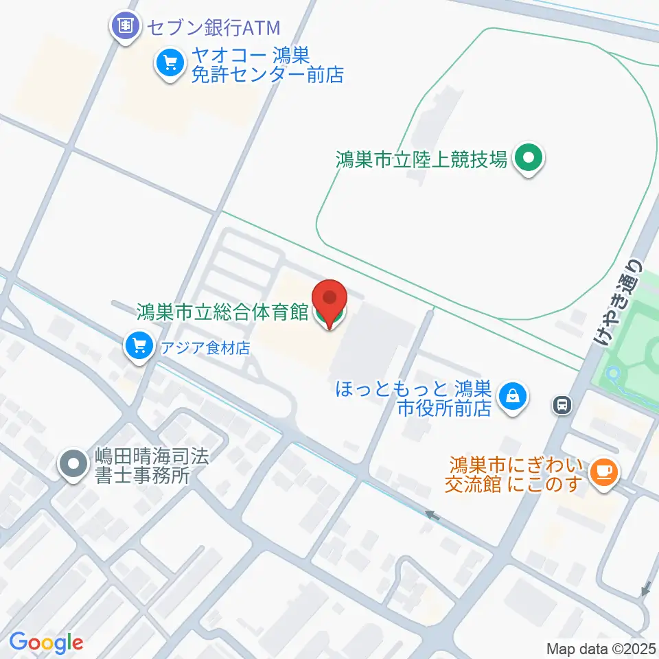 鴻巣市総合体育館周辺のホテル一覧地図