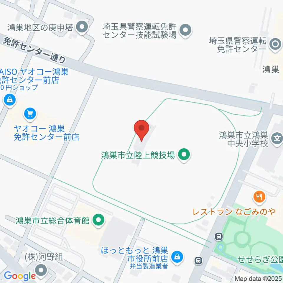 鴻巣市立陸上競技場周辺のホテル一覧地図