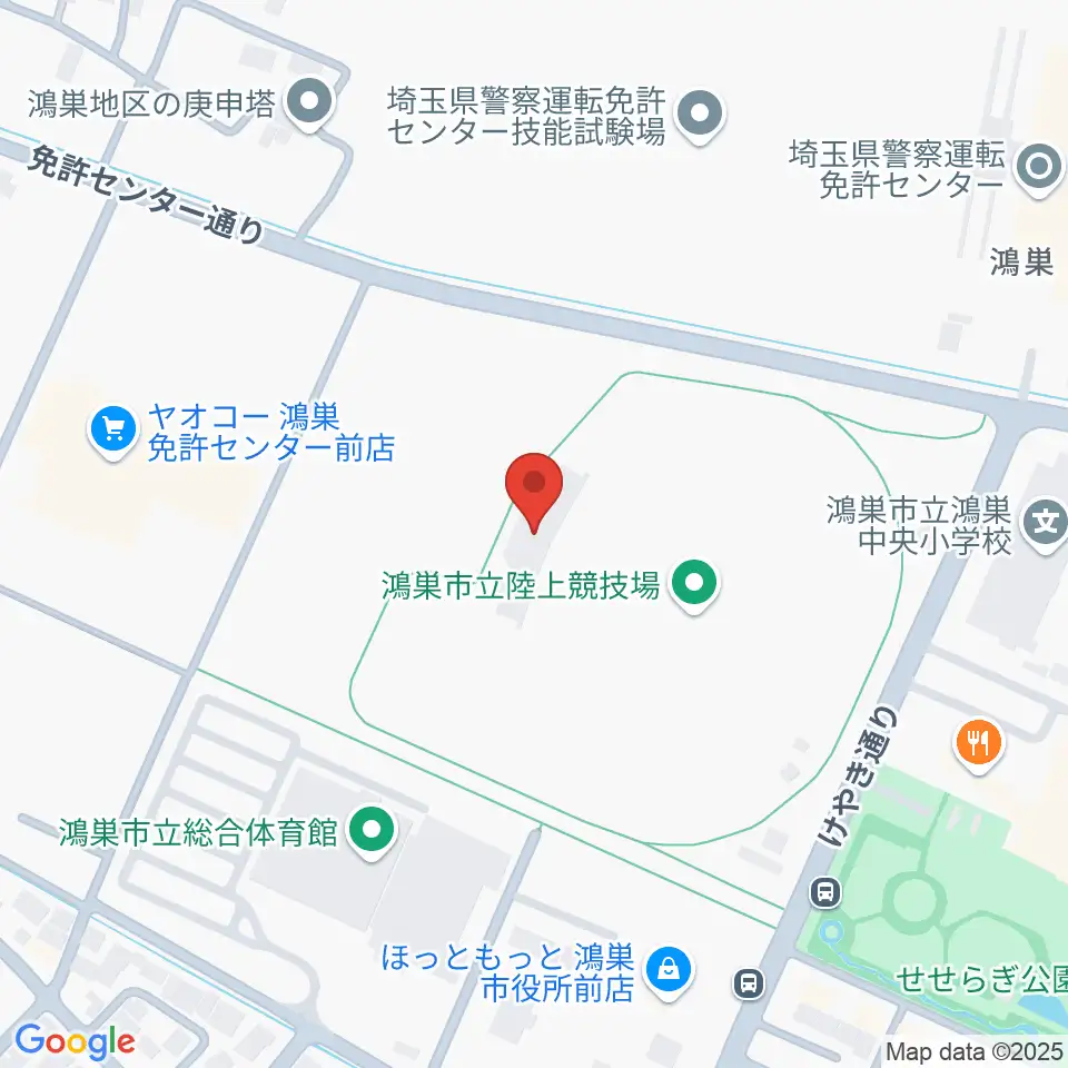 鴻巣市立陸上競技場周辺のホテル一覧地図