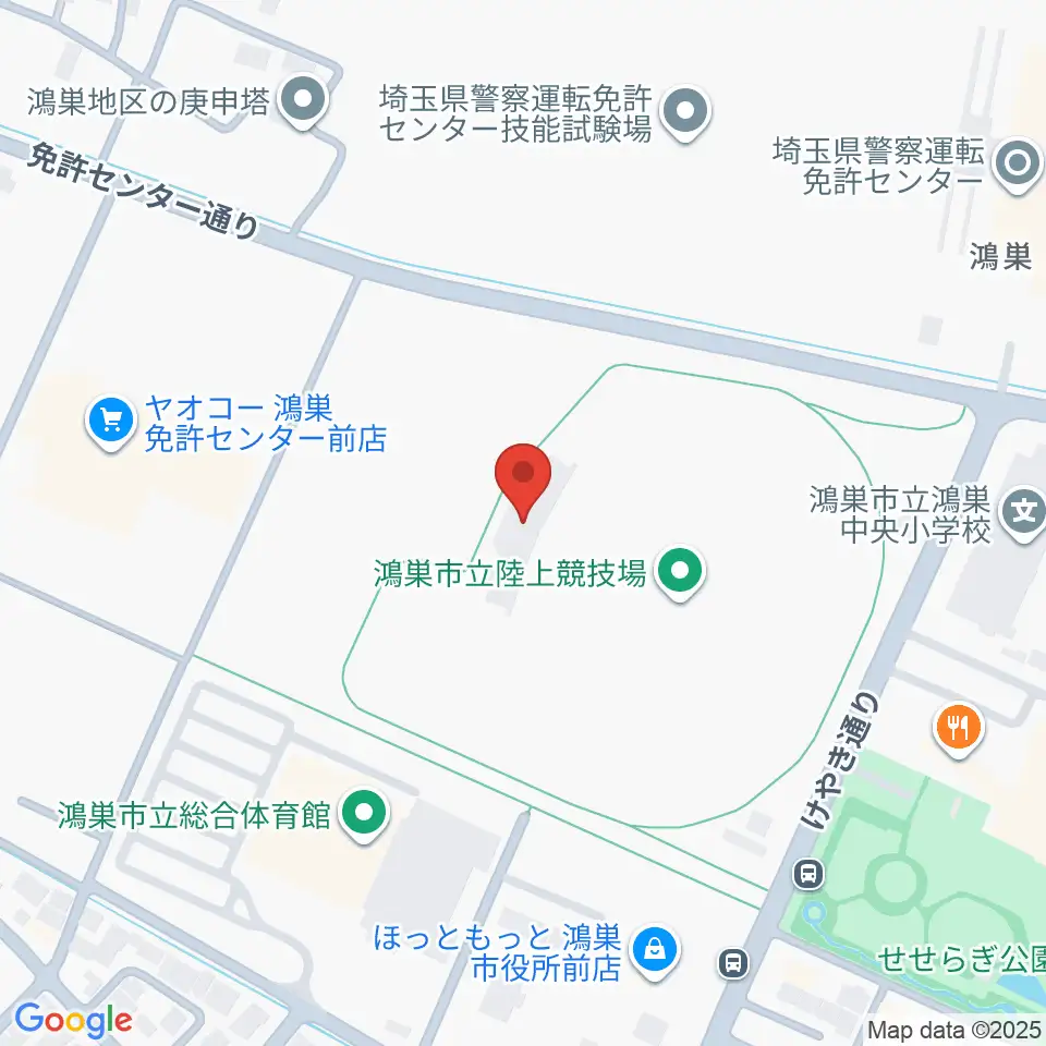 鴻巣市立陸上競技場周辺のホテル一覧地図