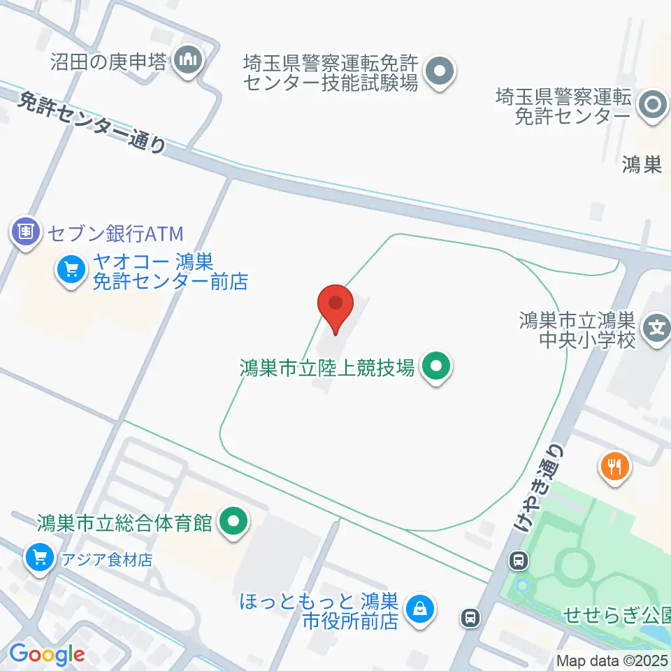 鴻巣市立陸上競技場周辺のホテル一覧地図