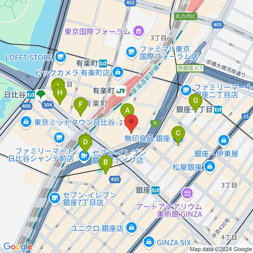 有楽町I'M A SHOW周辺のホテル一覧地図