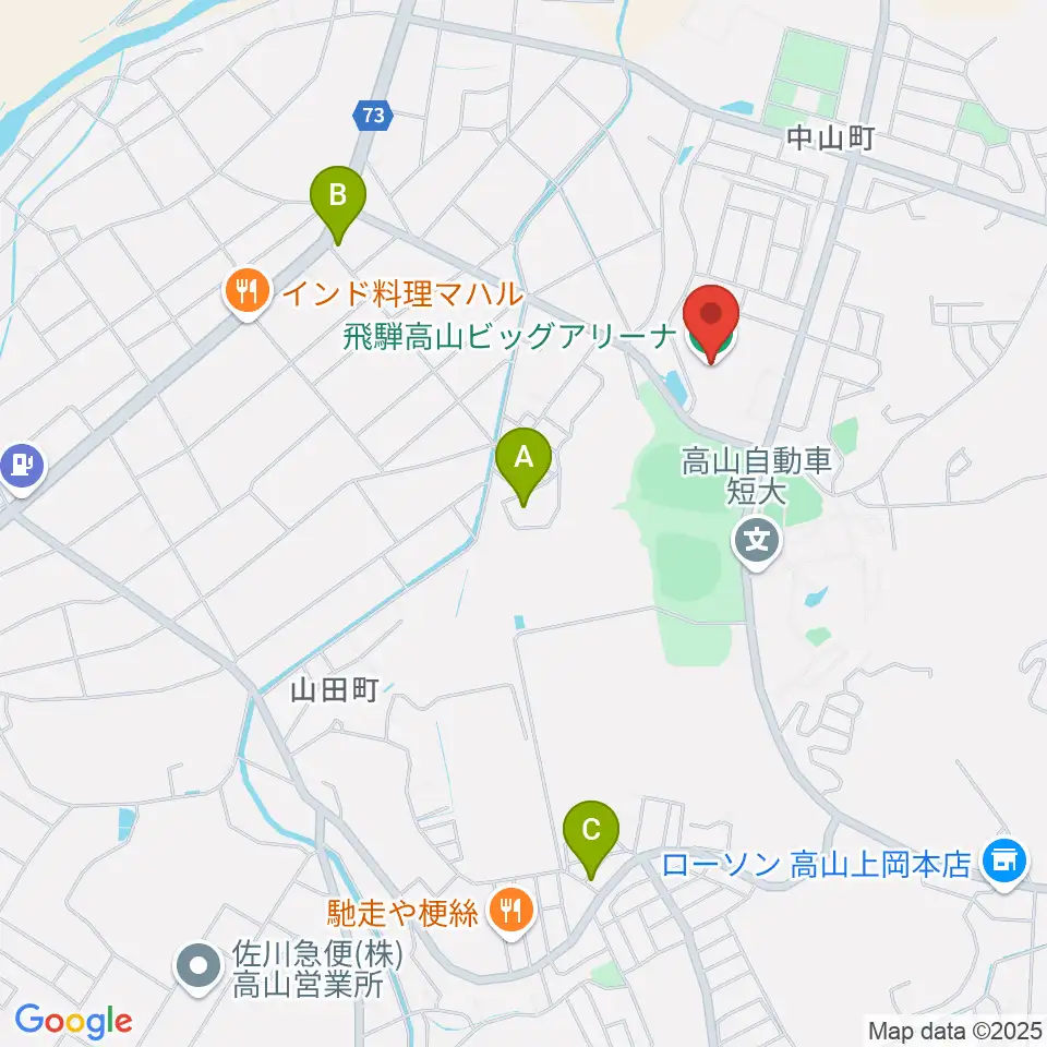 飛騨高山ビッグアリーナ周辺のホテル一覧地図
