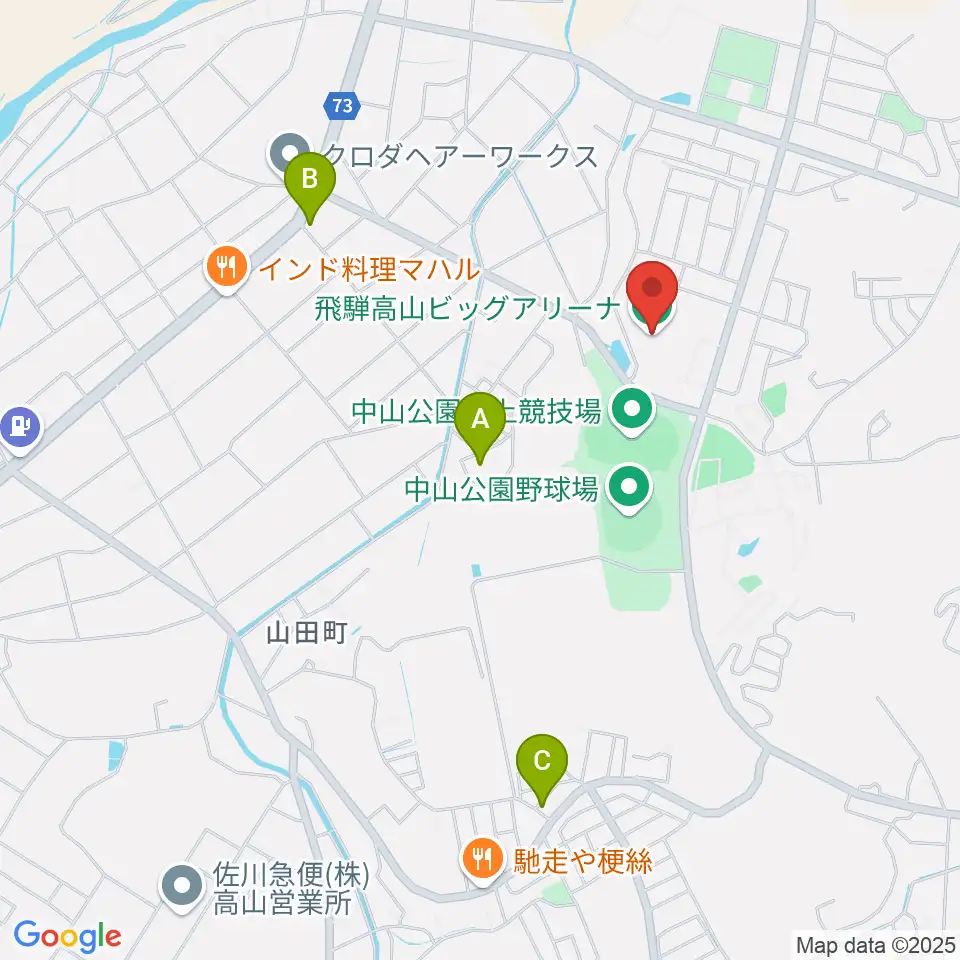 飛騨高山ビッグアリーナ周辺のホテル一覧地図