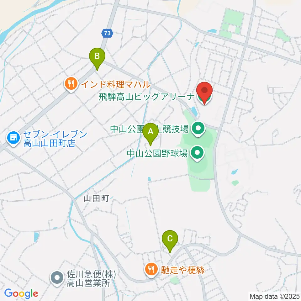 飛騨高山ビッグアリーナ周辺のホテル一覧地図