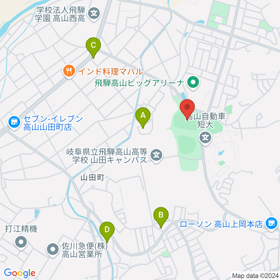 中山公園陸上競技場周辺のホテル一覧地図