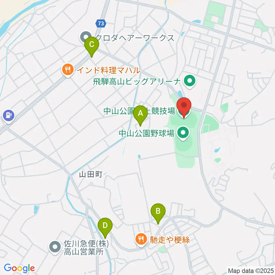 中山公園陸上競技場周辺のホテル一覧地図