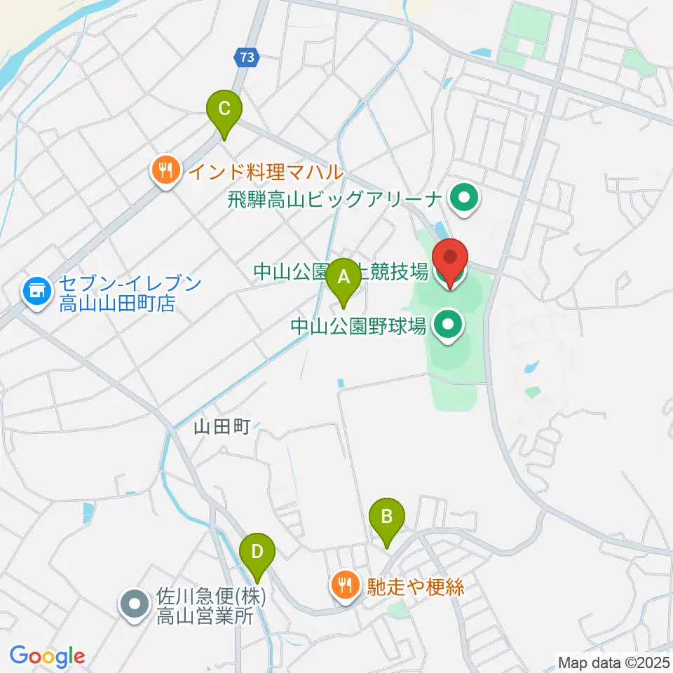 中山公園陸上競技場周辺のホテル一覧地図