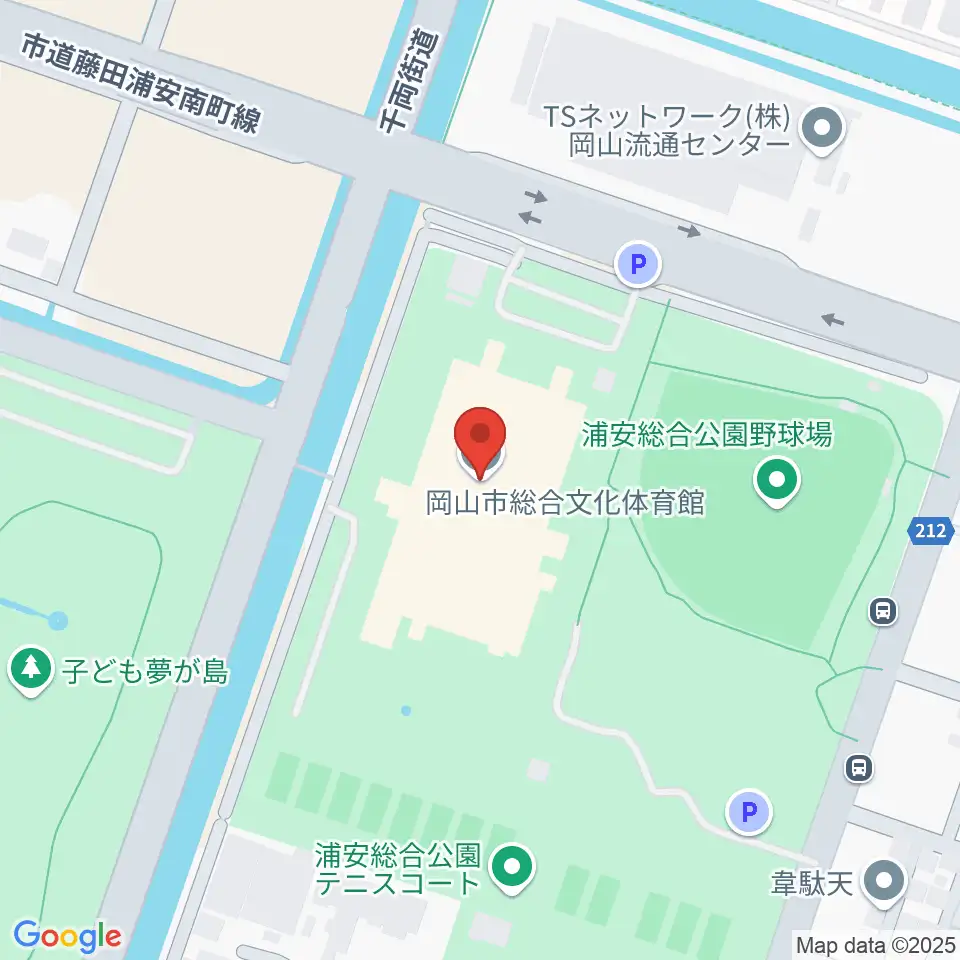 岡山市総合文化体育館周辺のホテル一覧地図