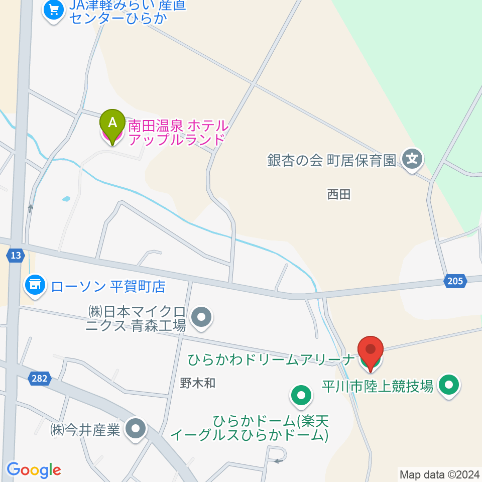 ひらかわドリームアリーナ周辺のホテル一覧地図