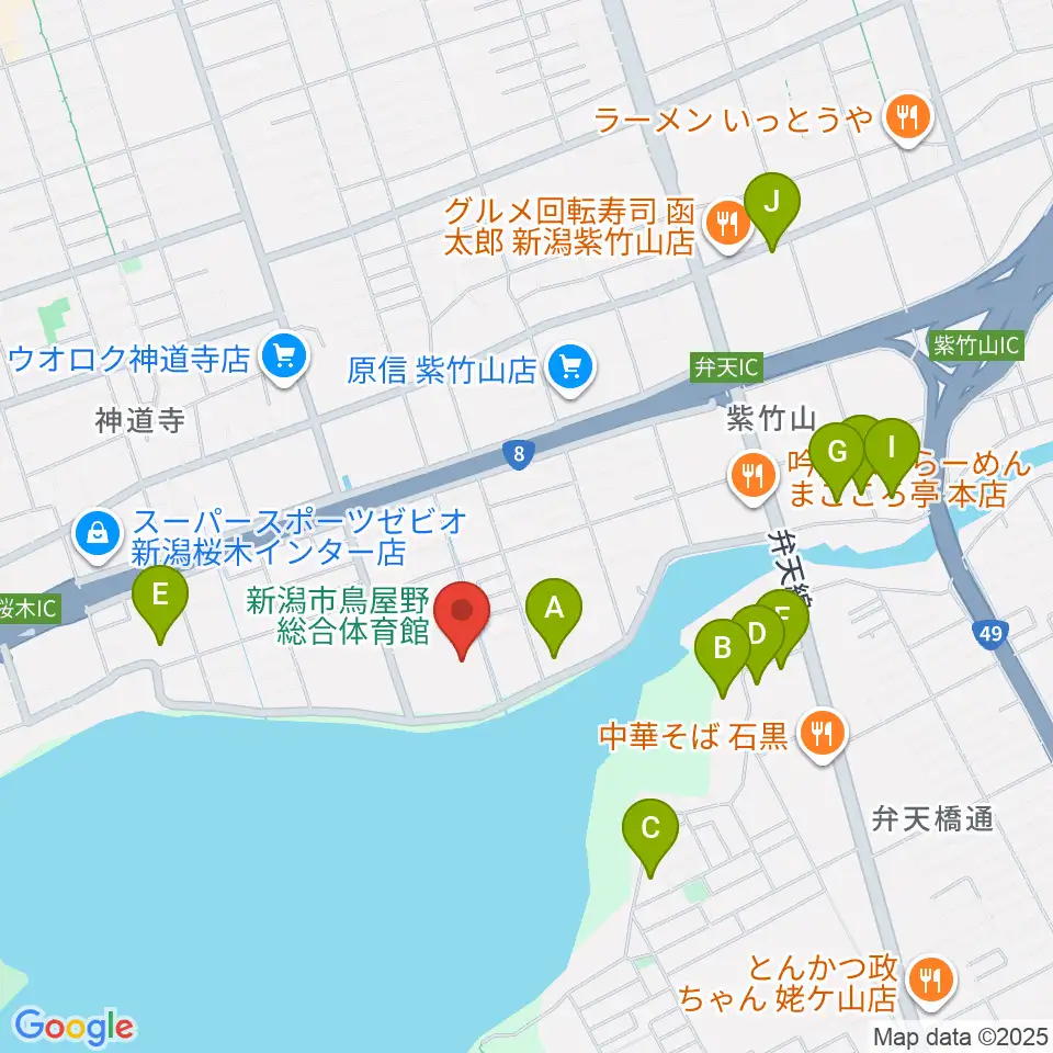 新潟市鳥屋野総合体育館周辺のホテル一覧地図
