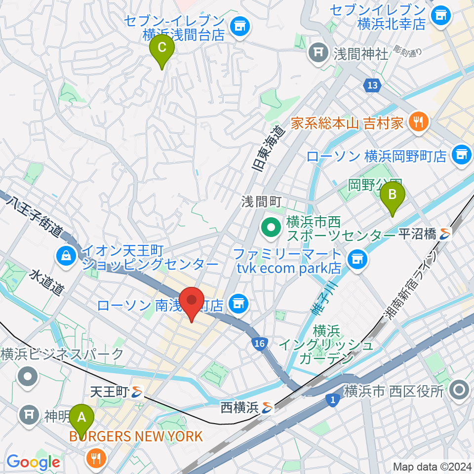 天王町スタジオオリーブ周辺のホテル一覧地図