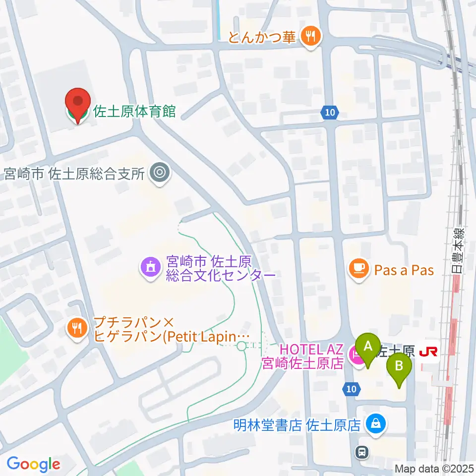 宮崎市佐土原体育館周辺のホテル一覧地図