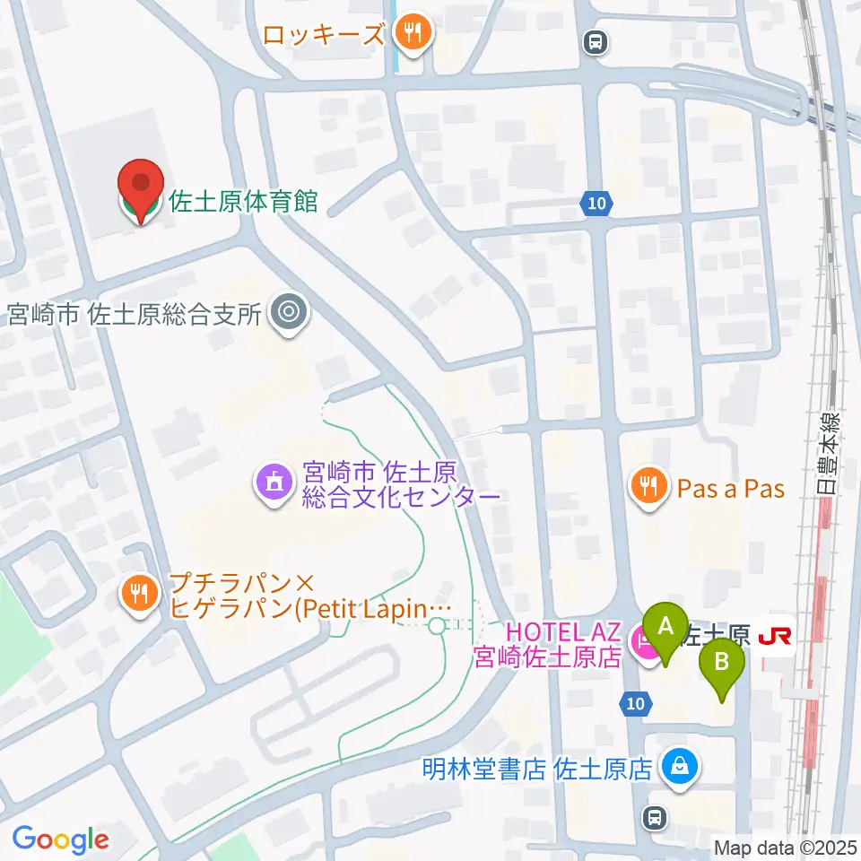 宮崎市佐土原体育館周辺のホテル一覧地図