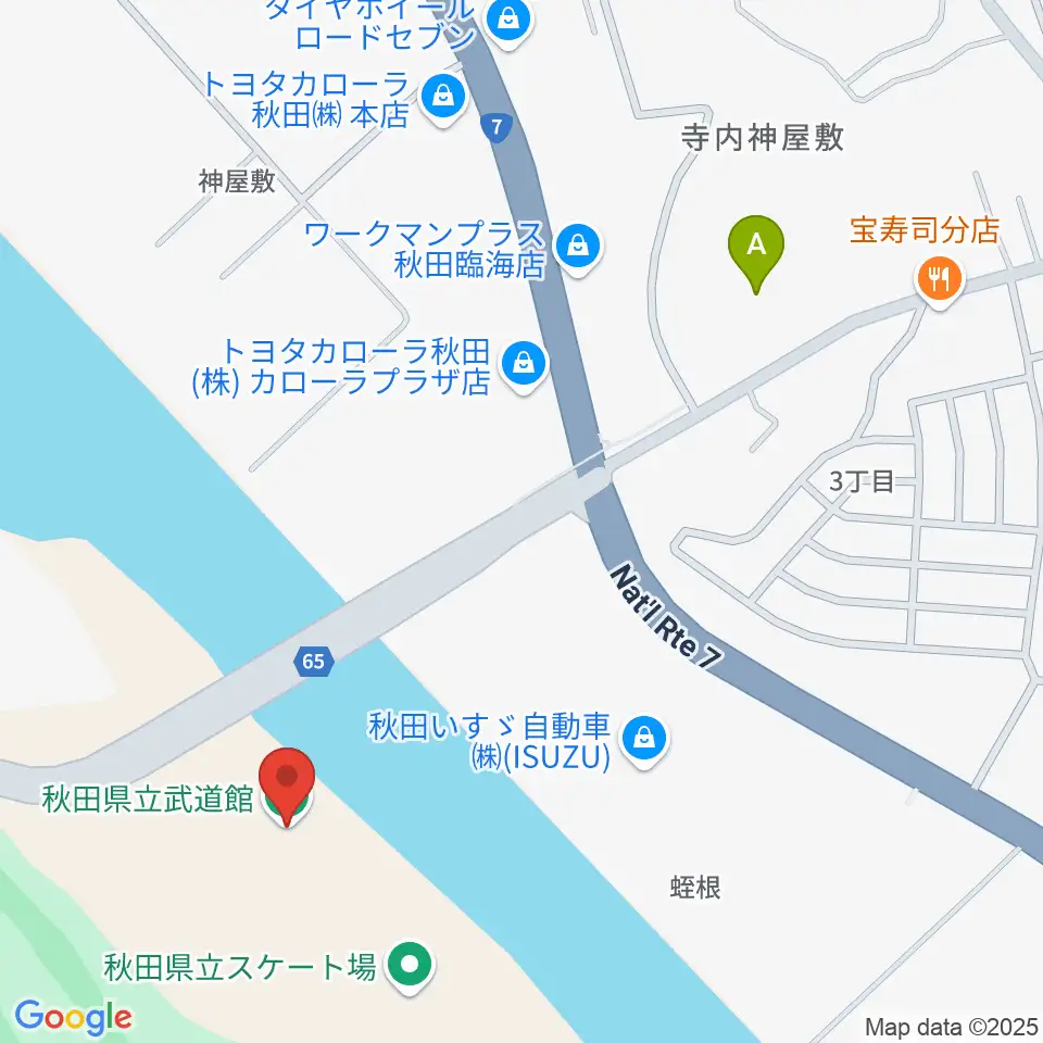 秋田県立武道館周辺のホテル一覧地図