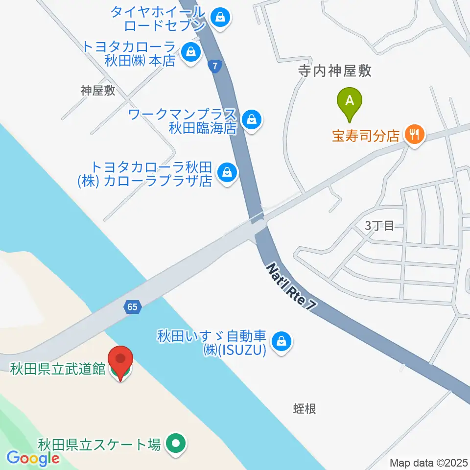 秋田県立武道館周辺のホテル一覧地図