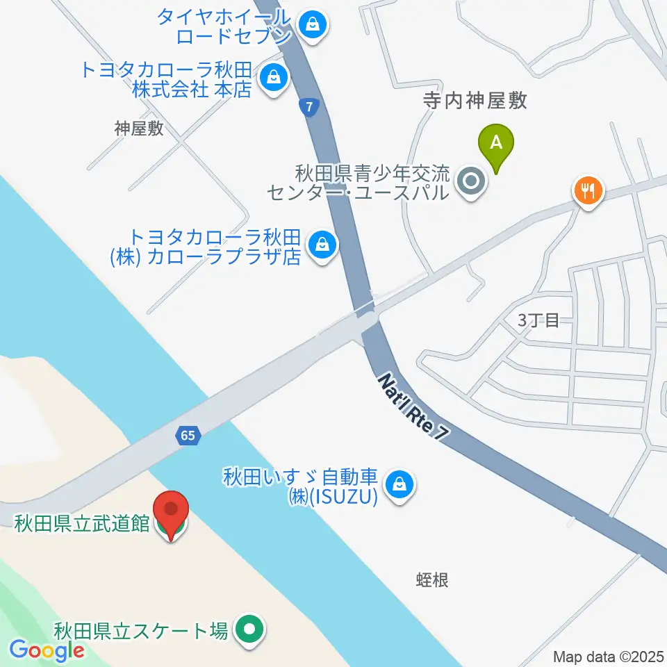 秋田県立武道館周辺のホテル一覧地図