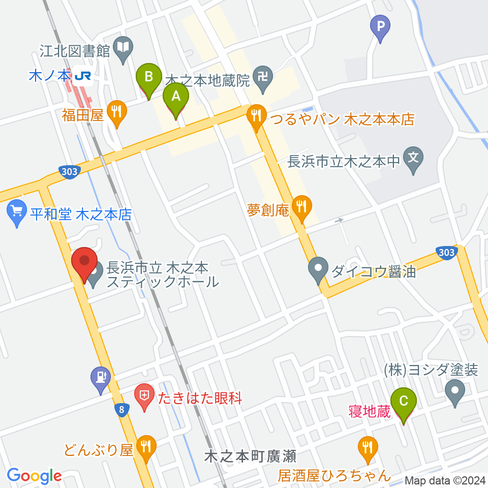 木之本スティックホール周辺のホテル一覧地図