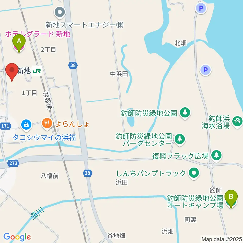 新地町文化交流センター観海ホール周辺のホテル一覧地図