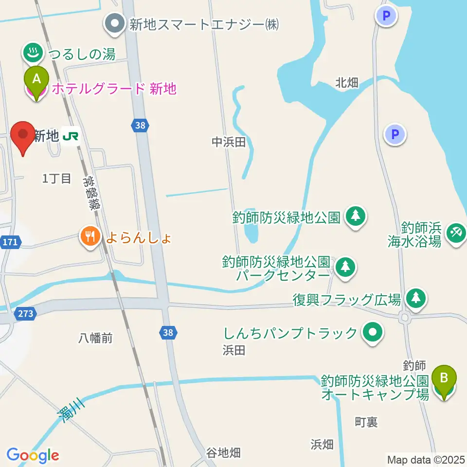 新地町文化交流センター観海ホール周辺のホテル一覧地図