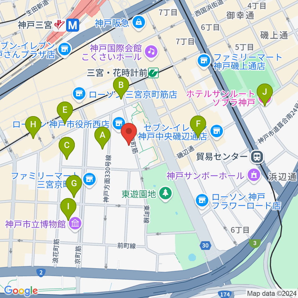 神戸市立中央区文化センター周辺のホテル一覧地図