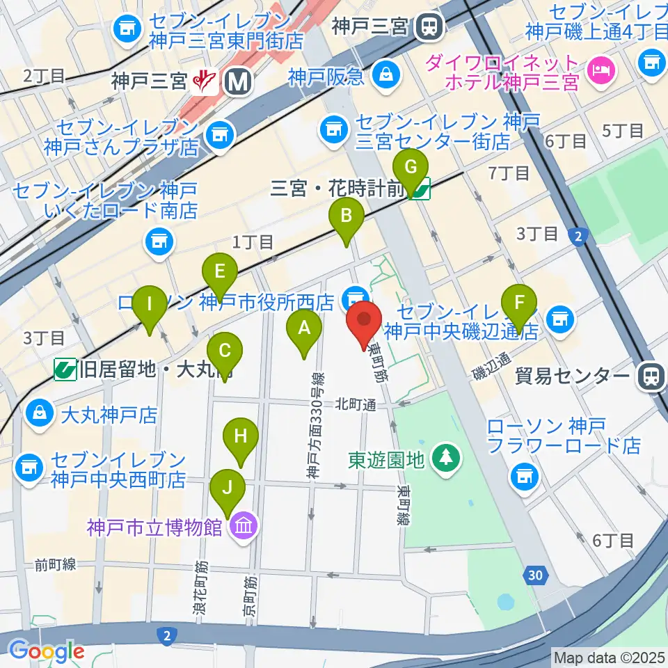 神戸市立中央区文化センター周辺のホテル一覧地図