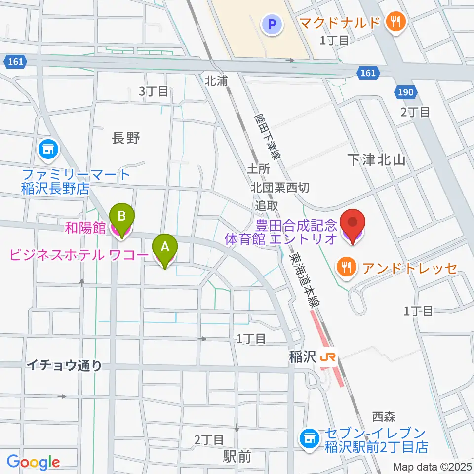 豊田合成記念体育館エントリオ周辺のホテル一覧地図