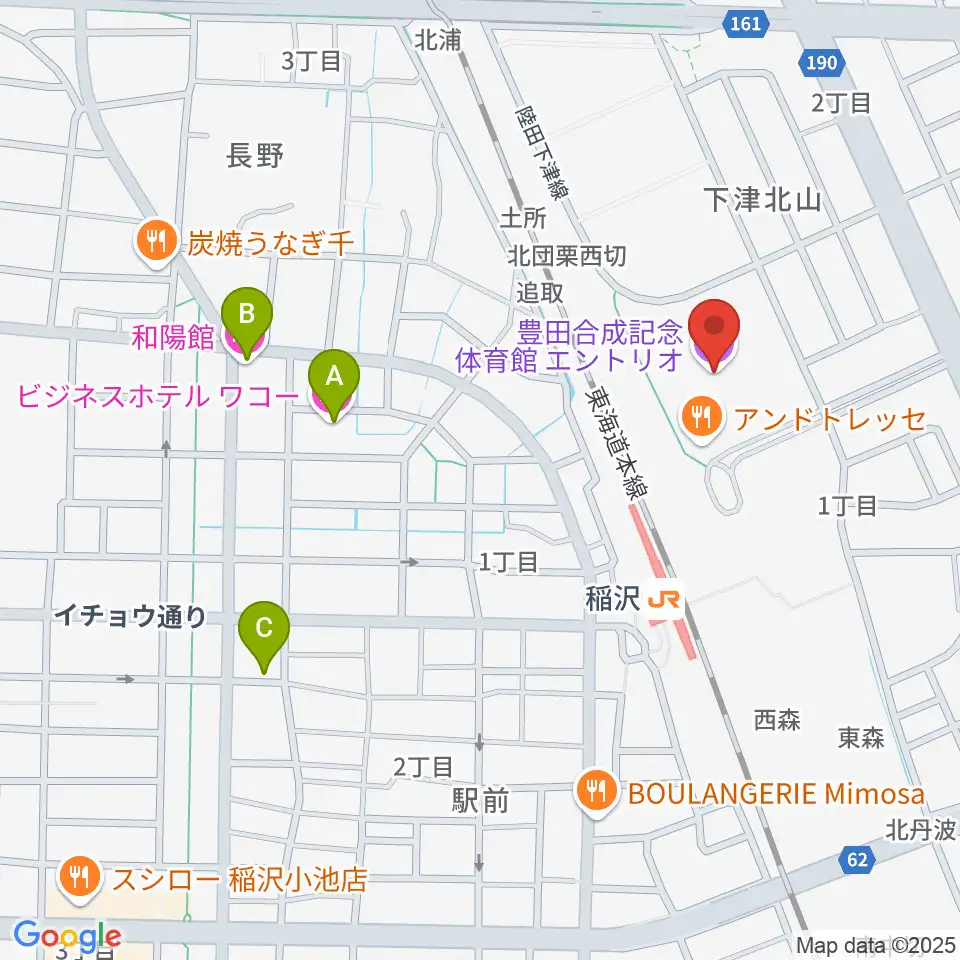 豊田合成記念体育館エントリオ周辺のホテル一覧地図