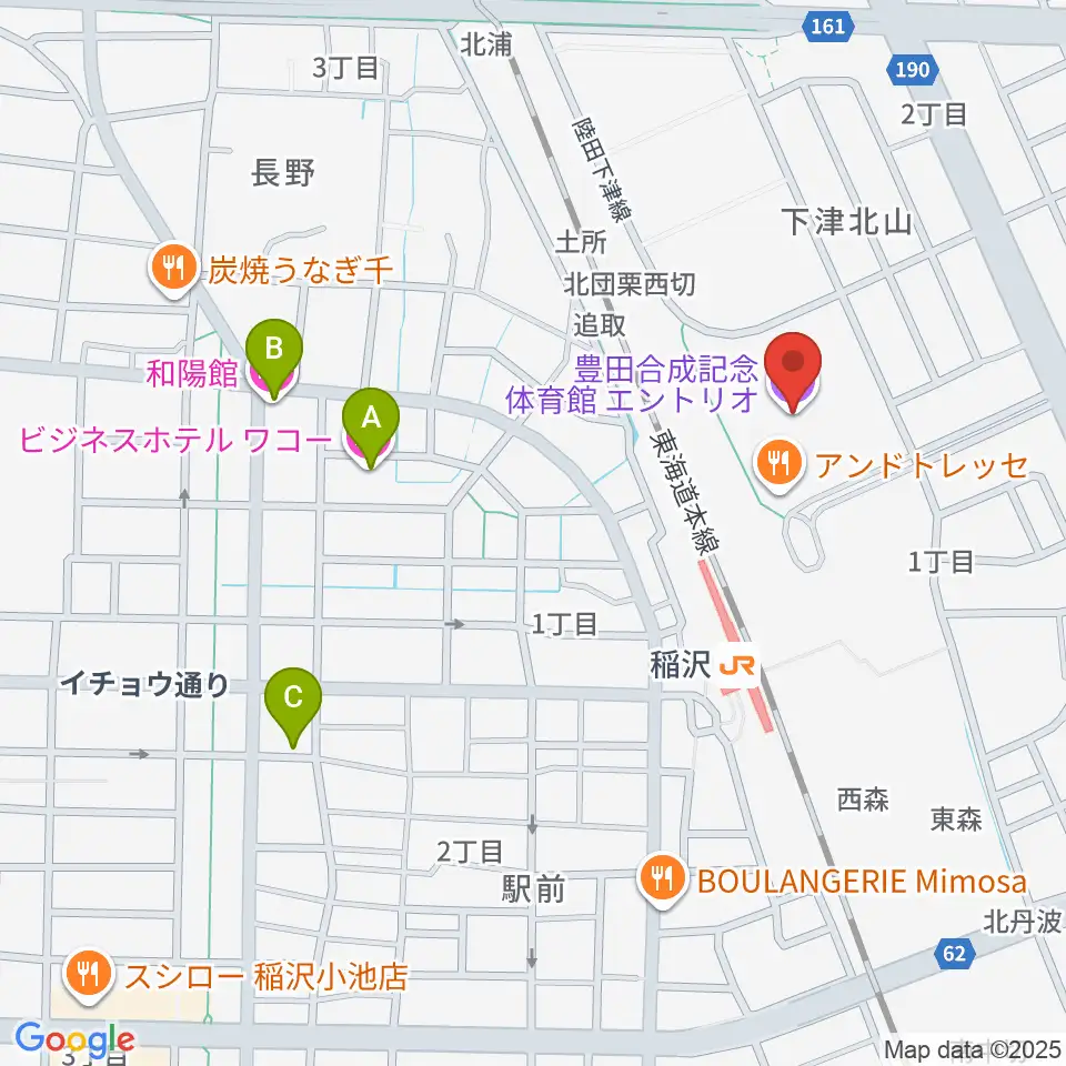 豊田合成記念体育館エントリオ周辺のホテル一覧地図